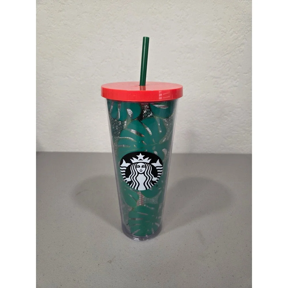 Starbucks Monstera‎ Leaf Cold Cup Tumbler 24oz Tropical  Botanical